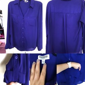 Purple button shirt with collar, slim fit
